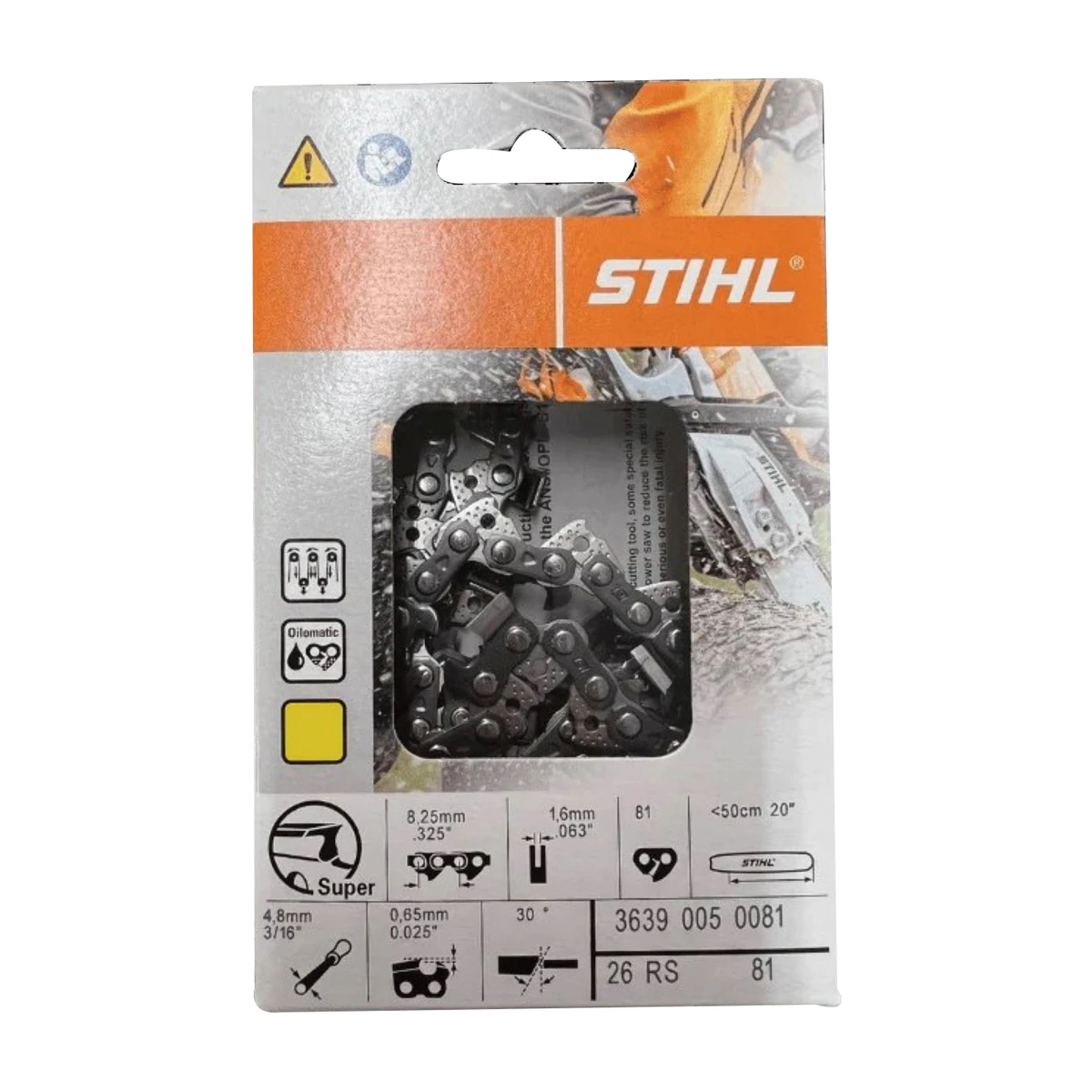 Stihl OILOMATIC RAPID Super 3639 005 0081 Chain Loop, 13 To 20 In L Bar, 0.063 In, 0.325 In TPI/Pitch, 81-Link 1 Stihl OILOMATIC RAPID Super 3639 005 0081 Chain Loop, 13 To 20 In L Bar, 0.063 In, 0.325 In TPI/Pitch, 81-Link
